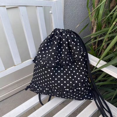 Trekkoord Onregelmatig Kant Stippen Rugzak Dames Niche Design Zoete Rugzak black veelkleurig