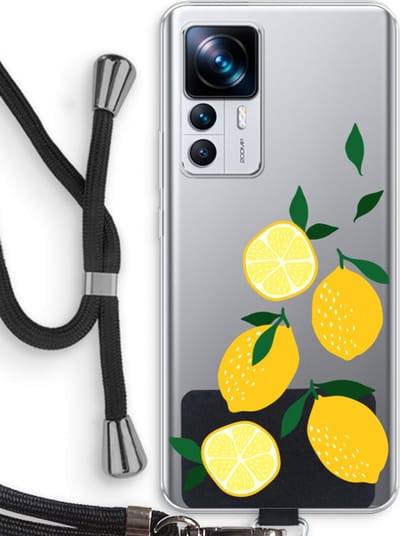 Case Company® - Hoesje met koord geschikt voor Xiaomi 12T Pro hoesje met Koord - You're my lemon - Telefoonhoesje met Zwart Koord - Bescherming aan alle Kanten en Over de Schermrand