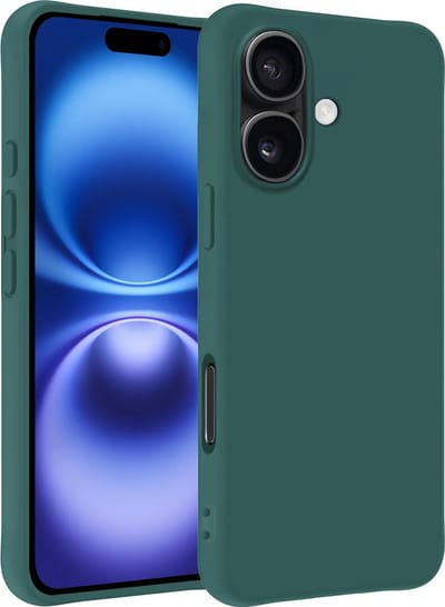 Hoesje - Geschikt voor Apple iPhone 16 - Sterk & Shockproof - Siliconen Case - Hoes Cover - Telefoonhoes - Donkergroen
