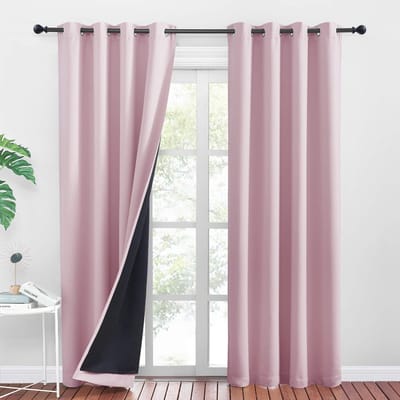 PONY DANCE 100% Blackout Gordijnen Lichtroze 140x245cm - 2 Stuks met Oogjes