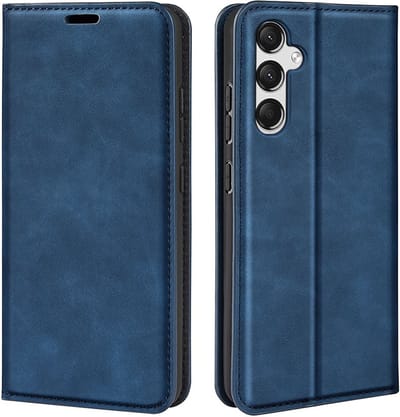 MobyDefend Hoesje - Geschikt voor Samsung Galaxy A25 - Luxe Wallet Bookcase (Magnetische Sluiting) - Blauw