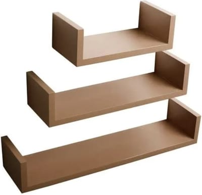 Happyment Zwevende Boekenplank - Wandplank voor tegen de muur - Set van 3 - Wandplanken - Wandrek - Fotoplank kinderkamer - Bruin - Hout MDF
