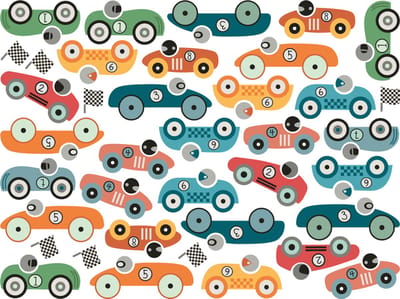 Muurstickers - Raceauto's en vlaggen - Transparante achtergrond - 30x40 cm