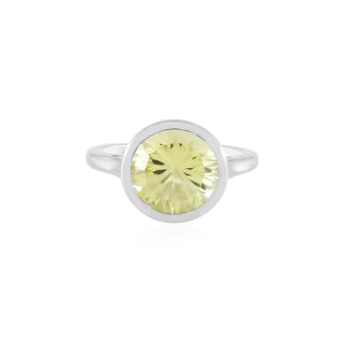 Cavill - Zilveren Ring 925 Sterling Platina Verguld - 3,517 ct Ronde Ouro Verde Kwarts - Braziliaanse Groene Edelsteen, Elegant & Uniek Sieraad
