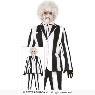 FIESTAS GUIRCA, S.L. - Zwart-wit gestreept spookkostuum grote maat man - XL