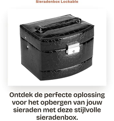 Dailygoods- Sieradenkistje 3 Laden - Juwelenkistje - Afsluitbaar met Sleutel - Spiegelaccessoires - PU Materiaal - 15x13x12 cm - Juwelendoos