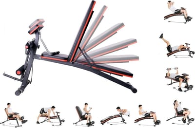 Fitnessbank - Fitnessbank verstelbaar - Halterbank - Buikspierbank - Beentrainer - Fitness - 153 x 53 x 102 cm