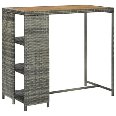 vidaXL - Bartafel - met - opbergrek - 120x60x110 - cm - poly - rattan - grijs