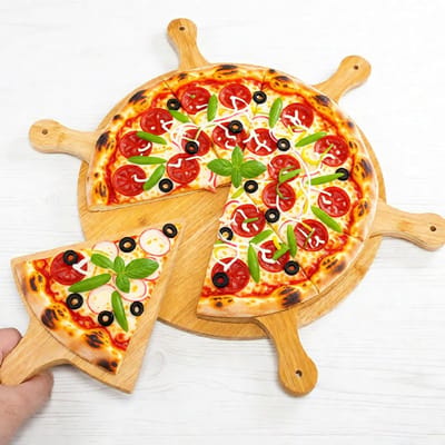 Ronde Houten Pizza Paddle en Serviesplank van 11 inch voor Charcuterie, Vlees, Kaas en Groenten