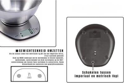 MIRA® Keukenweegschaal Digitaal Met Kom - Keukenweegschaal - Keukenweegschaal Digitaal - Zilver - 20cm x 18cm x 4cm