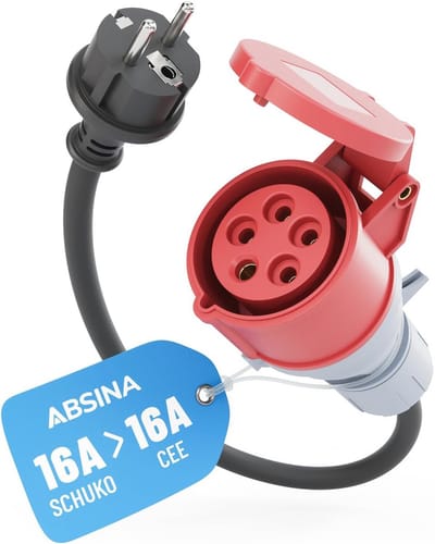 Adapter Schuko naar CEE 16A - 60 cm kabellengte met IP44 bescherming voor elektrische auto