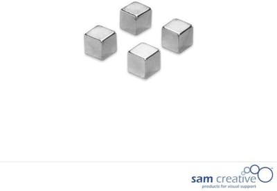 Sam Creative - Whiteboard Magneten - Kubus - 10mm - Metallic - Zilver - 4 stuks