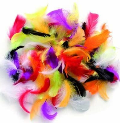Hobby/knutsel sierveren - kleuren mix - 100x gram - decoratie materiaal - dons veertjes