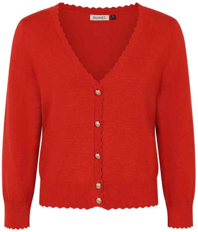 Banned - Thelma Scallop Cardigan - S - Rood