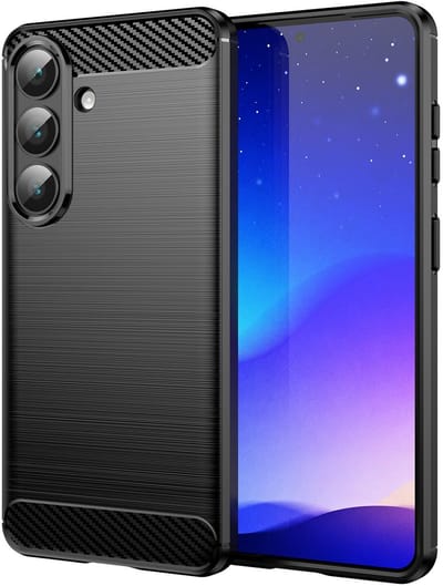 Geborsteld TPU Hoesje Geschikt voor Samsung Galaxy S26 Plus - Beschermhoes - Back Cover - Case Flexibel TPU - Stijlvol Carbon - Dun - Zwart