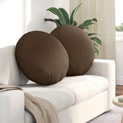 vidaXL - Zitkussens - 2 - st - Stof - Bruin - Ø60 - x - 21 - cm