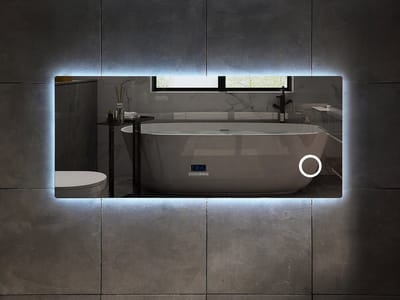 Mawialux LED Badkamerspiegel - 140cm - Rechthoek - Verwarming - Digitale klok - Bluetooth - Yade