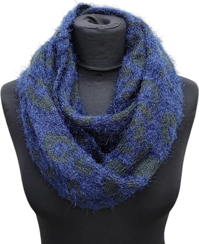 Gebreide Colsjaal - Ronde Sjaal - Blauw/Zwart - 70 x 30 cm (143)