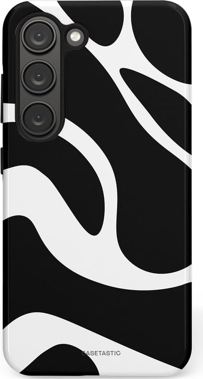 Casetastic Hoesje Geschikt voor Samsung S23 - Stijlvolle Beschermende Duo-layer Case - Zwart Wit Golven