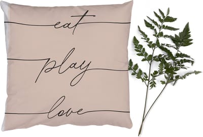 Sierkussens - Kussentjes Woonkamer - 40x40 cm - Tekst - Quotes - Eat play love - Eten