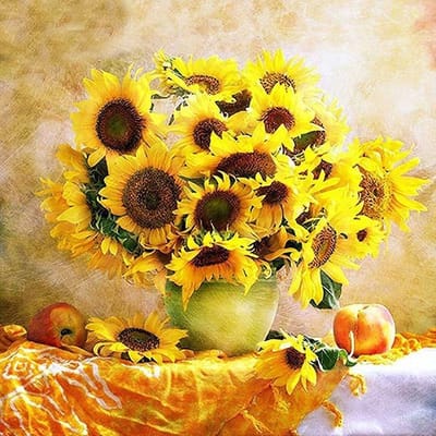 Diamond Painting Set 30x40cm - Zonnebloemen in vaas - GD74896 - Full size ronde steentjes - Gratis verzonden