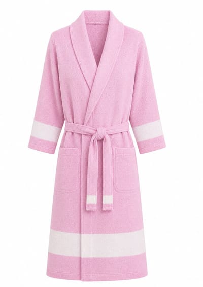 Badjas – sauna badjas dames & heren – hamam badjas – lichtgewicht & sneldrogend – 100% katoen – unisex - roze - maat S/M