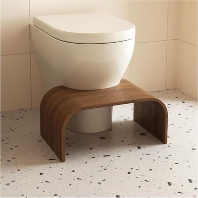 Houten Toiletkruk - Badkamer Hulp - Verbeter Houding - Eén Stuk Constructie - 20x28.5x44 cm - Walnoot