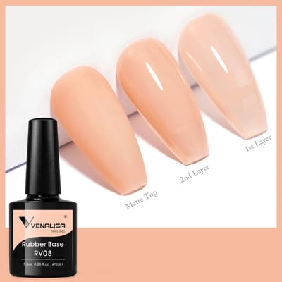 Venalisa Rubber Base UV Gellak Beige Perzik - 7.5 ml - Rubber Base Coat - Rubber Base Gel - Rubber Base Gellac - Venalisa Gellak - Gellak Nagellak