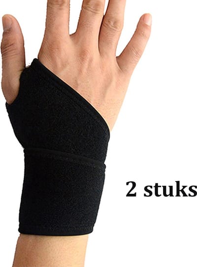 2x Sport Polsband – Verstelbare Wrist Wraps – Stevige Grip & Stabiliteit – Links & Rechts Draagbaar – Fitness, Krachttraining & Sport – Zwart