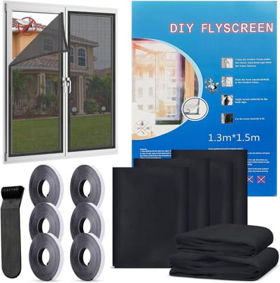 Thijox - 6 stuks Vliegengaas voor Ramen 130 x 150 cm, Insectenbescherming voor Ramen zonder Boren, Op Maat te Knippen met Klittenband, Zelfklevend Vli