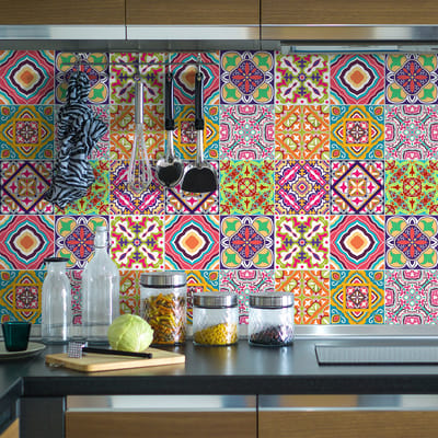 Zelfklevende tegelmuurstickers voor keuken en badkamer - 9 AZULEJOS ANALIS tegelstickers - 9 stickers 10x10cm