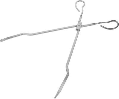 Haardhouttang Roestvrijstaal - Kolentang Grill - Kampvuur Aanleggen - Extra Lange Handgreep - 52 cm - Zilver
