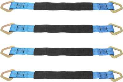 Spanbanden Set - Autotransport Riemen - Voertuig Zekeren - Met Beschermhoes - 4 Stuks - Blauw