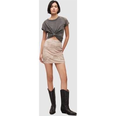 AllSaints Brielle Emb Skirt Pale Pink Size: 6 | Mini Skirts Outlet | Dames | Roze