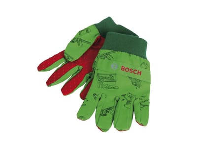 Klein Toys Bosch tuin handschoenen - 1 maat - vanaf 3 jaar - 90% ademend katoen - groen/rood