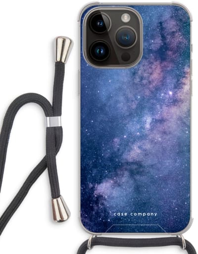 Case Company® - Hoesje met koord geschikt voor iPhone 14 Pro Max hoesje met Koord - Nebula - Telefoonhoesje met Zwart Koord - Bescherming aan alle Kanten en Over de Schermrand