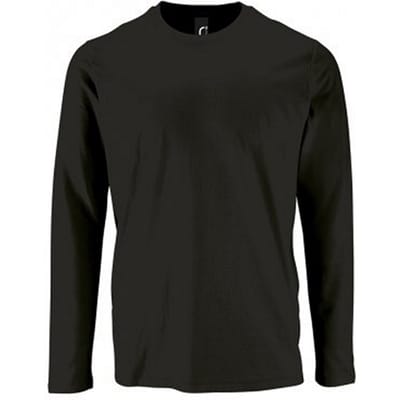 SOLS Heren Keizerlijk T-Shirt met lange mouwen (Diep zwart)