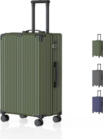 Voyagoux® - Reiskoffer Medium - 71L - Koffers - Reiskoffer met wielen - Olijfgroen - TSA Slot
