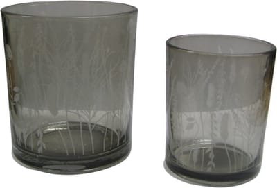 Boltze Home - Theelichthouder glas met grassen - 2-delig