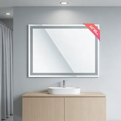 KUTAS® - Badkamerspiegel met LED Verlichting - Badkamer Spiegel - Spiegel Badkamer - Spiegel Douche - Dimbaar - Wandspiegel - Badkamer/Make-up spiegel - Anti Condens Douchespiegel - Warm/Neutraal/Koud Wit - 60x45cm