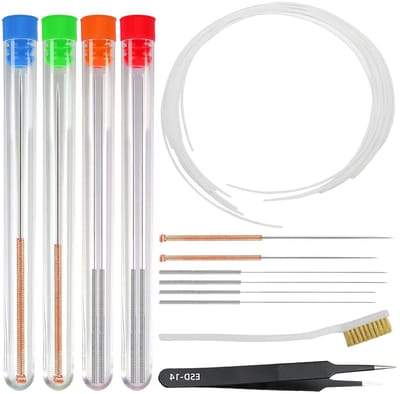 Reinigingsset 3D printer - Mondstuk onderhoud - Printer schoonhouden - Compleet met filament - 10x 40cm filament - Multicolor naalden
