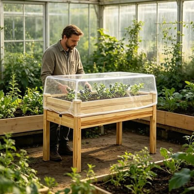 Set van 2 tuinnet voor verhoogd bloembed, 90 x 50 cm, bescherming tegen insecten en vogels, fijnmazige beschermkap met trekkoord voor groenten, fruit en planten, weerbestendige bedafdekking, wit