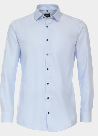 VENTI modern fit overhemd - structuur - blauw - Strijkvriendelijk - Boordmaat: 39