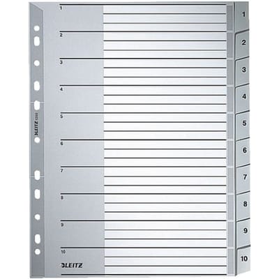 Leitz 1280 Register Din A4 Bovenbreedte 1-10 Polypropyleen Grijs 10 Tabbladen 12800000