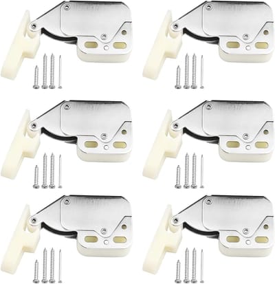 Mini Automatische Druksluitingen met Schroeven - 6 Stuks voor Kastdeuren en Meubels, Wit, Ideaal voor Veilig Sluiten en Eenvoudig Openen