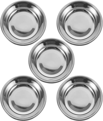 Happyyami 5Pcs Stainless Steel Feeding Bowl Round Cat Litter Box Stainless Steel Puppy Bowl Feeding Bowl for Household Dogs Pet Bowls Bowl Water Pet Stainless Steel