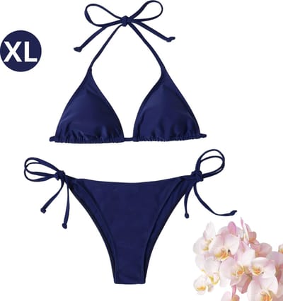 Bovista Bikini Dames - Meisjes Bikini - Badpak - Push Up - Vrouwen Badkleding - Zwemmen - Sexy Set - Top & Broekje - Marineblauw - Maat XL