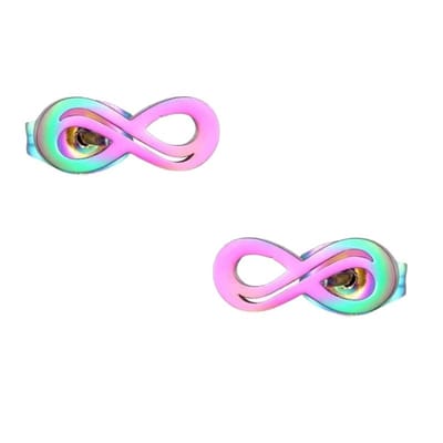 Aramat Jewels | Oorbellen | RVS Infinity Oorbellen 9x4mm Multikleur - Forever Studs | | | |9mm | Staal | Kinderen, Volwassenen | Verkleurd niet