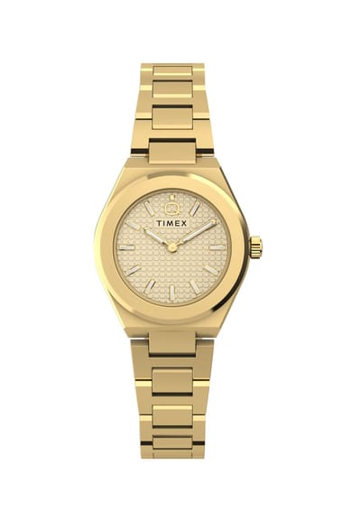 Timex Q Timex Continental Mini Quartz Analoog Horloge Goudkleurig Kast Gemaakt Van 100% Roestvrij Staal En Een Armband Van 100% Roestvrij Staal 24 TW2Y68300AJ, TW2Y68500AJ, TW2Y77400AJ