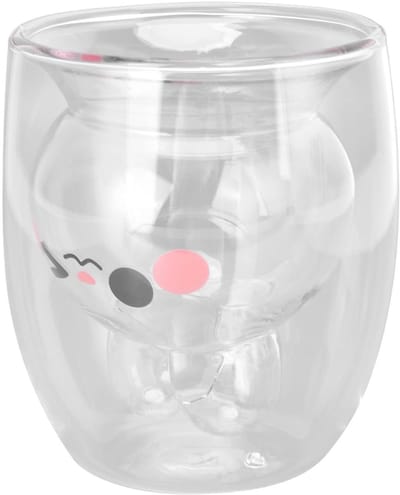 Dailygoods- Theekop 300 Ml - Dubbelwandig Glas - Magnetron/Vaatwasser Bestendig - Schattig Ontwerp - Lichtgewicht/Duurzaam - Ideaal Cadeautje - Mok